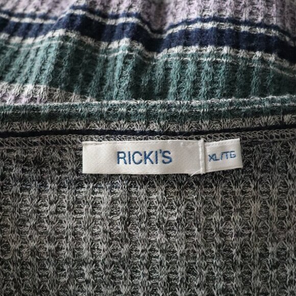 Ricki's Women's Colorful XL Striped Button-Down Tie Front Casual Stretch T-Shirt - Picture 10 of 12